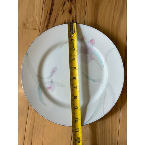 5 Mikasa June Garden Dinner Plates 10.75" Platinum Trim - Picture 2 of 12